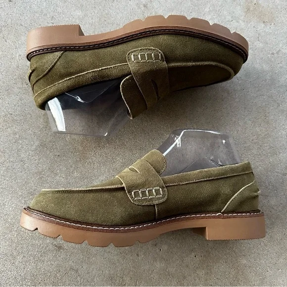 Anne Klein Emmylou Suede Loafers Olive Women’s Size 7M - Picture 2 of 9